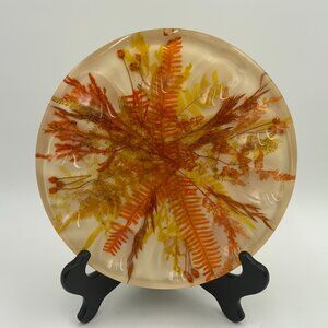 Lucite Clear Acrylic Egg Tray Dried Flowers 1970’s Vintage 9" Round Deviled Egg